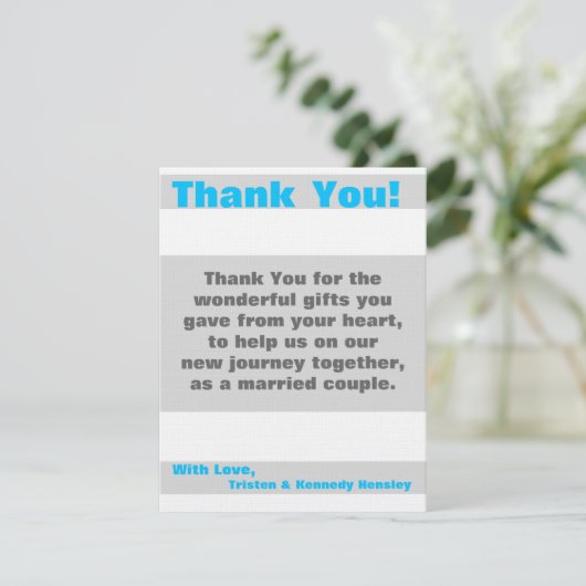 4x5 FLAT Bedankkaart Modern Neon Streep Blauw (Staand voorkant)