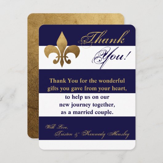 4x5 FLAT Bedankkaart Modern Stripe Navy White (Voorkant / Achterkant)