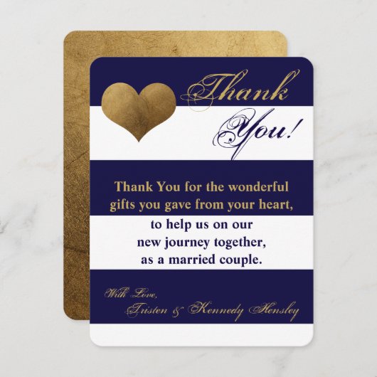 4x5 FLAT Bedankkaart Modern Stripe Navy White (Voorkant / Achterkant)