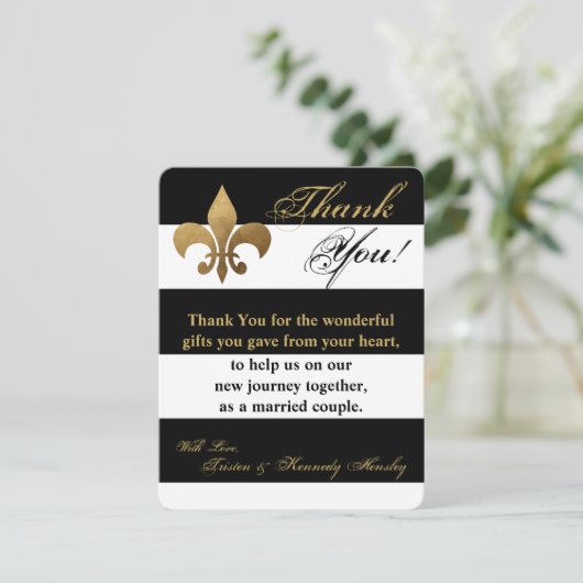 4x5 FLAT Bedankkaart Modern Stripe Zwart Wit (Staand voorkant)