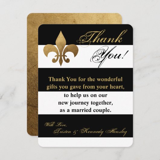 4x5 FLAT Bedankkaart Modern Stripe Zwart Wit (Voorkant / Achterkant)