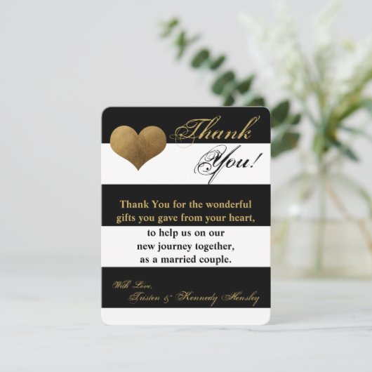 4x5 FLAT Bedankkaart Modern Stripe Zwart Wit (Staand voorkant)