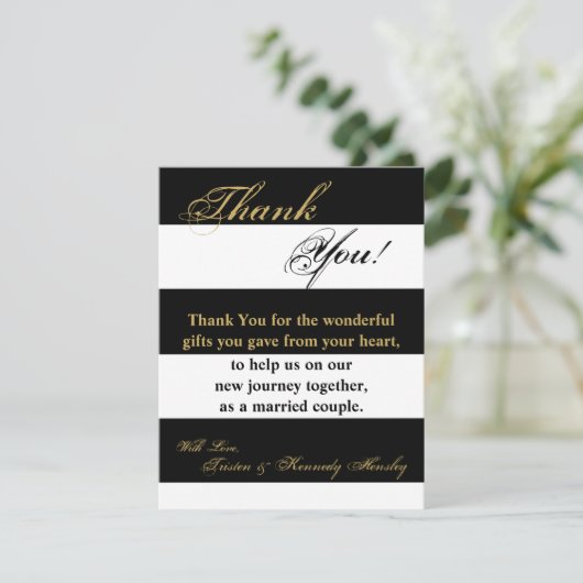 4x5 FLAT Bedankkaart Modern Stripe Zwart Wit (Staand voorkant)