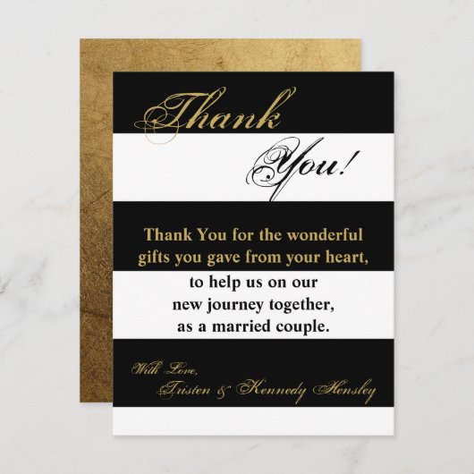 4x5 FLAT Bedankkaart Modern Stripe Zwart Wit (Voorkant / Achterkant)