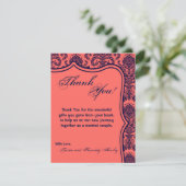 4x5 FLAT Bedankkaart Navy Blue Cora Damask Lace (Staand voorkant)