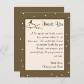 4x5 FLAT Bedankkaart Vogels op Bruine Polka Dot (Voorkant / Achterkant)