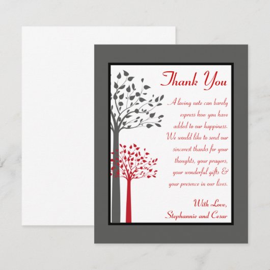 4x5 FLAT Bedankkaart Winter Grijs/Rode Boom (Voorkant / Achterkant)