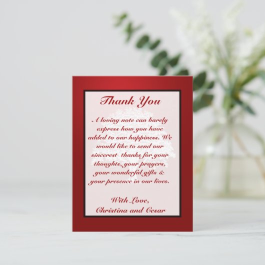 4x5 FLAT Bedankkaart Wit Boom Rood Zwart Strip (Staand voorkant)