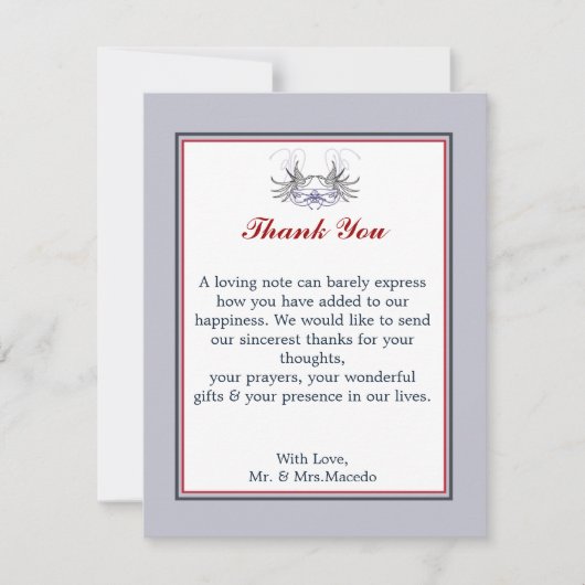 4x5 FLAT Bedankkaart Wit Duif Rood Blauw BG (Voorkant)