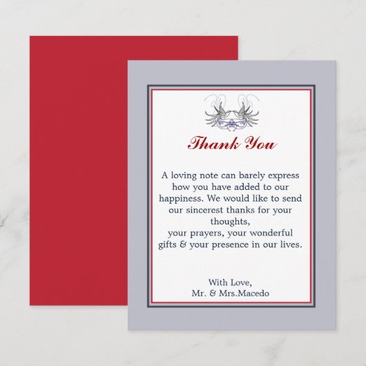 4x5 FLAT Bedankkaart Wit Duif Rood Blauw BG (Voorkant / Achterkant)