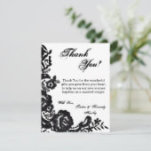 4x5 FLAT Bedankkaart Zwart Kant Damask Antiek (Staand voorkant)