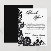 4x5 FLAT Bedankkaart Zwart Kant Damask Antiek (Voorkant / Achterkant)