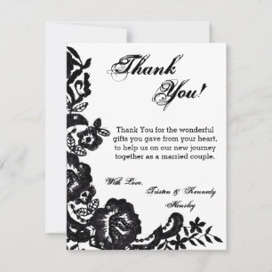 4x5 FLAT Bedankkaart Zwart Kant Damask Antiek
