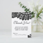 4x5 FLAT Bedankkaart Zwart Kant Doilies (Staand voorkant)