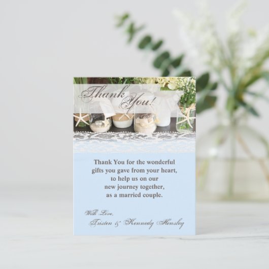 4x5 FLAT Bedankt Card Beach Zee Mason Jars Ocean (Staand voorkant)