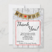4x5 FLAT Bedankt Card Burlap Mr en Mrs Banner (Voorkant)