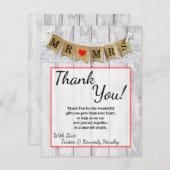 4x5 FLAT Bedankt Card Burlap Mr en Mrs Banner (Voorkant / Achterkant)