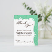 4x5 FLAT Bedankt Card Mint Wit Damask Kant (Staand voorkant)