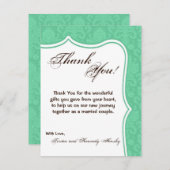 4x5 FLAT Bedankt Card Mint Wit Damask Kant (Voorkant / Achterkant)