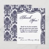4x5 FLAT Bedankt Card Navy Blue Damask Lace (Voorkant / Achterkant)