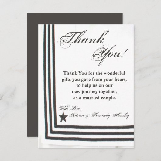 4x5 FLAT Bedankt Card Navy zomerjurk wit U (Voorkant / Achterkant)