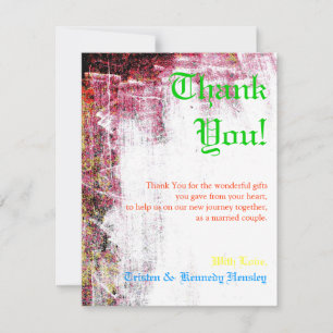 4x5 FLAT Bedankt Card Neon Grunge Kraskleur