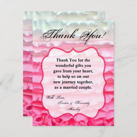 4x5 FLAT Bedankt Card Ombre Stripe Pink Frosting (Voorkant / Achterkant)