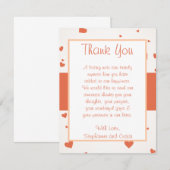 4x5 FLAT Bedankt Card Penguin Liefde/Harten Perzik (Voorkant / Achterkant)