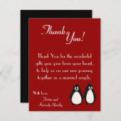 4x5 FLAT Bedankt Card Penguin Love Paar Mate (Voorkant / Achterkant)