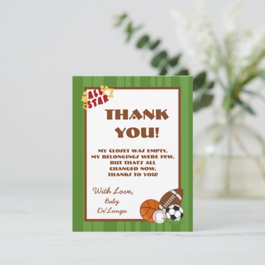 4x5 FLAT Bedankt Kaart All-Star Green (Staand voorkant)