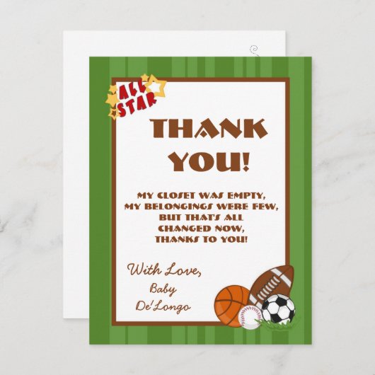 4x5 FLAT Bedankt Kaart All-Star Green (Voorkant / Achterkant)
