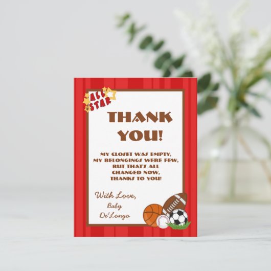 4x5 FLAT Bedankt Kaart All-Star Red (Staand voorkant)