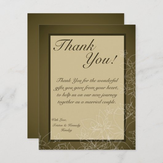 4x5 FLAT Bedankt Kaart Herfst Bloemen Herfst Bruin (Voorkant / Achterkant)