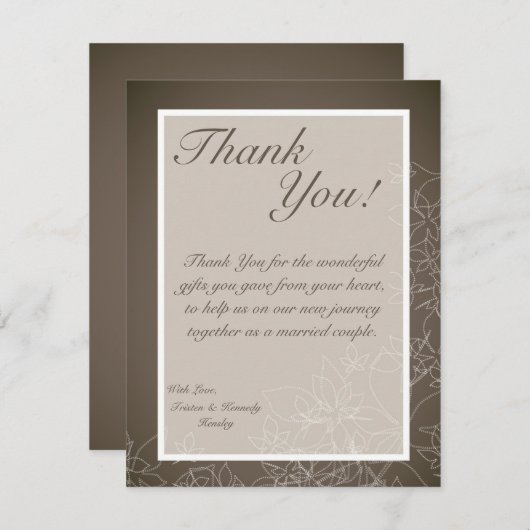 4x5 FLAT Bedankt Kaart Herfst Bloemen Herfst Grijs (Voorkant / Achterkant)