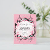 4x5 FLAT Bedankt Kaart Meisje Vlinder Zebra Print (Staand voorkant)