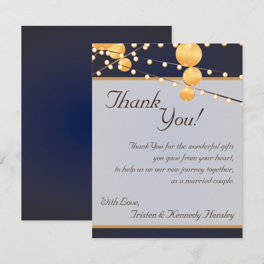 4x5 FLAT Bedankt Kaart Papieren Lantaarns op Blauw (Voorkant / Achterkant)