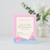 4x5 FLAT Bedankt Kaart Roze Naut Zeilboot Walvis (Staand voorkant)