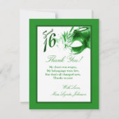 4x5 FLAT Bedankt Kaart Sweet 16 Green Party (Voorkant)