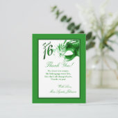 4x5 FLAT Bedankt Kaart Sweet 16 Green Party (Staand voorkant)