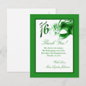 4x5 FLAT Bedankt Kaart Sweet 16 Green Party (Voorkant / Achterkant)