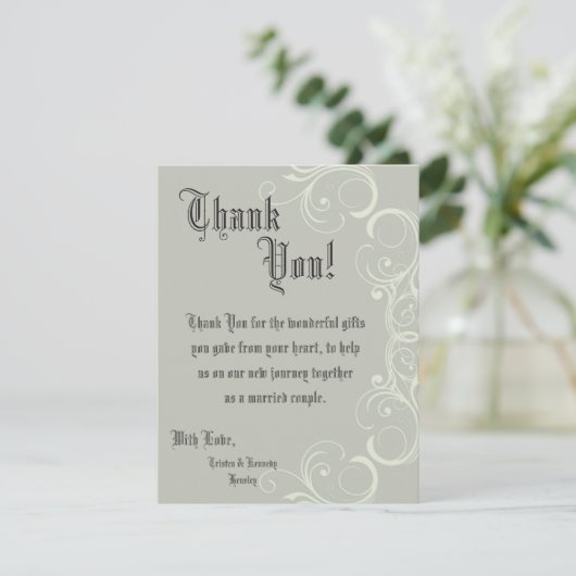 4x5 FLAT Bedankt Kaart Zwart Stropdas Affair Grijs (Staand voorkant)