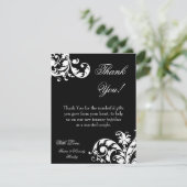 4x5 FLAT Bedankt Kaart Zwart Wit Bloemen Filigre (Staand voorkant)
