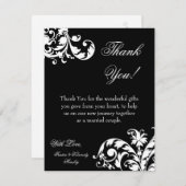 4x5 FLAT Bedankt Kaart Zwart Wit Bloemen Filigre (Voorkant / Achterkant)