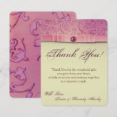 4x5 FLAT Dank u kaart Amethist Jewel Satijn Ribbo (Voorkant / Achterkant)