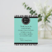 4x5 FLAT Dank u kaart Blauwgroen & zwart Damask (Staand voorkant)