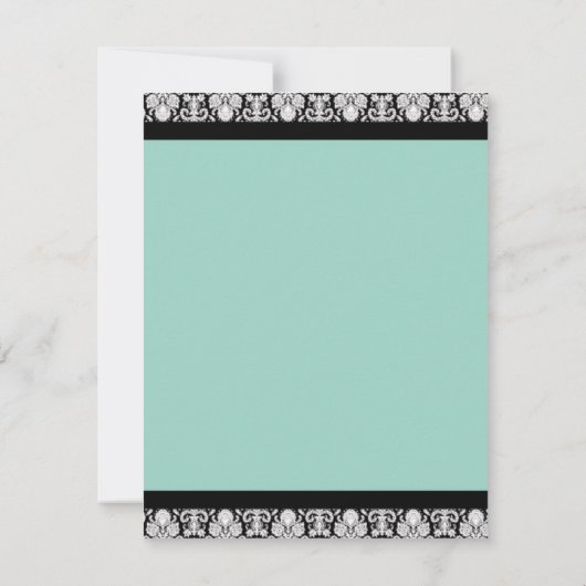 4x5 FLAT Dank u kaart Blauwgroen & zwart Damask (Achterkant)