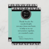 4x5 FLAT Dank u kaart Blauwgroen & zwart Damask (Voorkant / Achterkant)