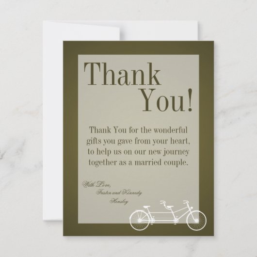 4x5 FLAT Dank u kaart Bruin Dubbele Bike (Voorkant)