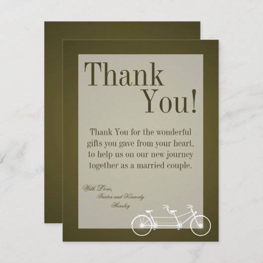 4x5 FLAT Dank u kaart Bruin Dubbele Bike (Voorkant / Achterkant)