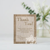 4x5 FLAT Dank u kaart Burlap Kant Country Wester (Staand voorkant)